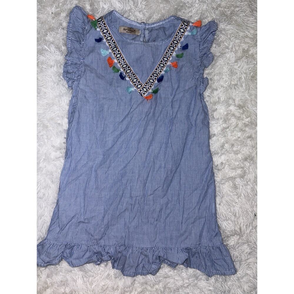 RoryChen Girls Sz. 140 Striped, Tassel Lightweight Dress. Pretty, Comfortable